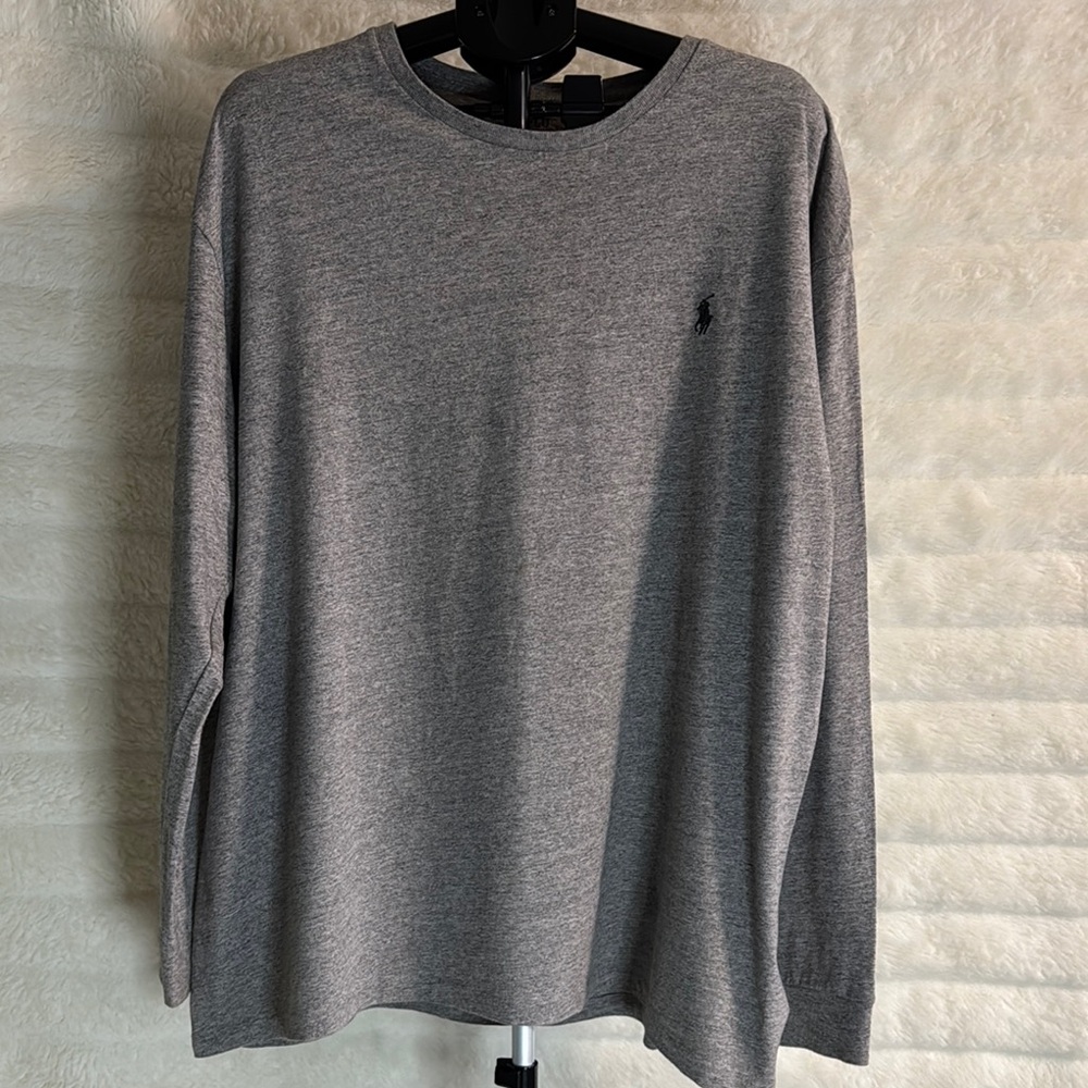 Men's Gray Long Sleeve POLO Shirt